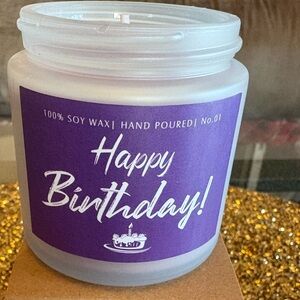 Purple NWT  Happy Birthday Candle. 3.5 oz. Funday Classic Scented Candle